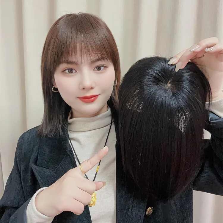 头顶补发片女隐形无痕遮白发直发假发片波浪刘海补发块假发片头顶
