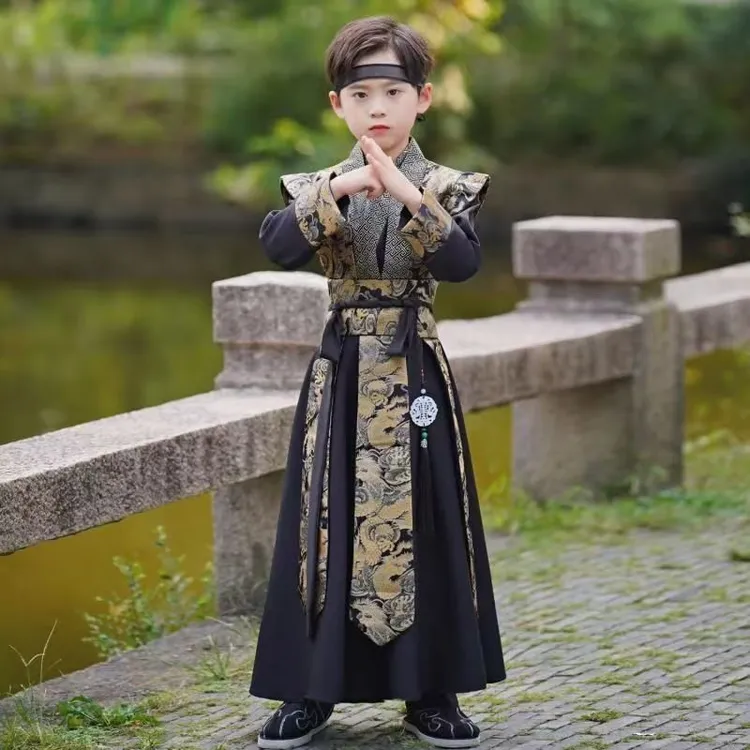 男童汉服儿童秋冬季帅气薄款古装唐装中国侠客少爷古风国学演出服