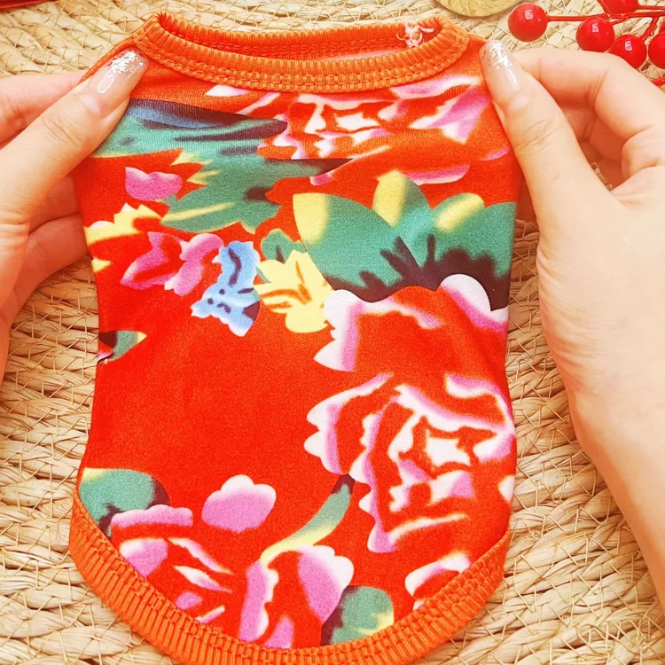 宠物背心衣服猫咪狗狗大花喜庆舒适秋季防风防掉毛小中大型