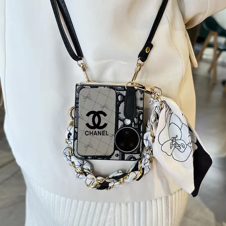 潮牌黑色字母适用OPPO Find N3flip手机折叠壳n2flip女款丝巾手提