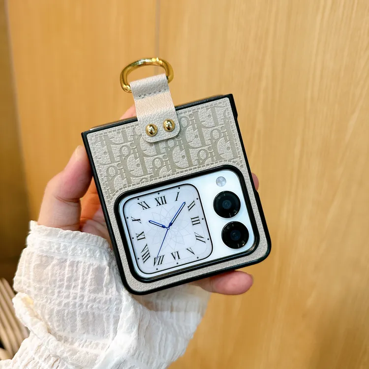 潮牌皮纹字母适用华为novaflip折叠屏手机壳女款指环扣novaflip硬