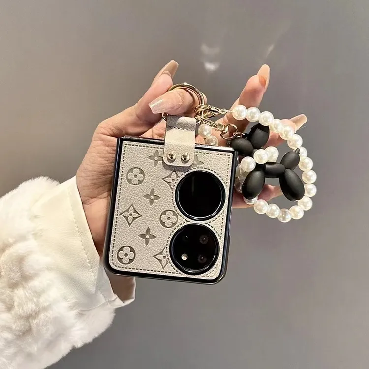 潮牌皮质熊适用华为pocket2折叠屏手机壳创意指环p50 pocket个性