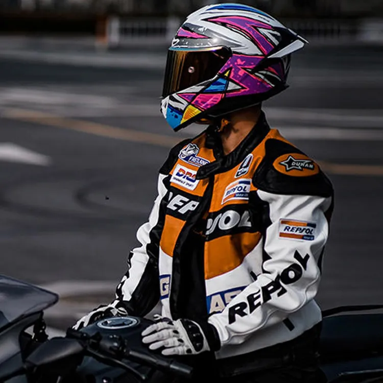 杜汉骑士冬季摩托车骑行服男PU皮衣赛车服车服女防风防摔机车服