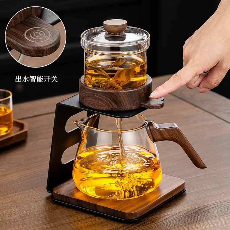 顶壶触摸茶具泡茶器功夫茶具专用冲茶器办公室懒人玻璃泡茶壶茶杯