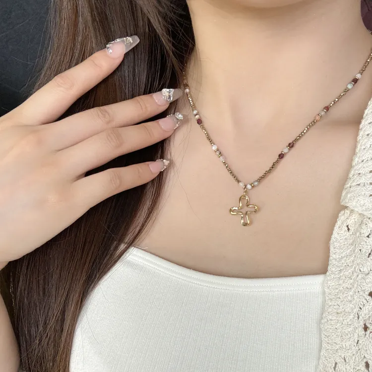 钛钢仿水晶项链 高级感时尚轻奢气质百搭ins简约小众手工款项链