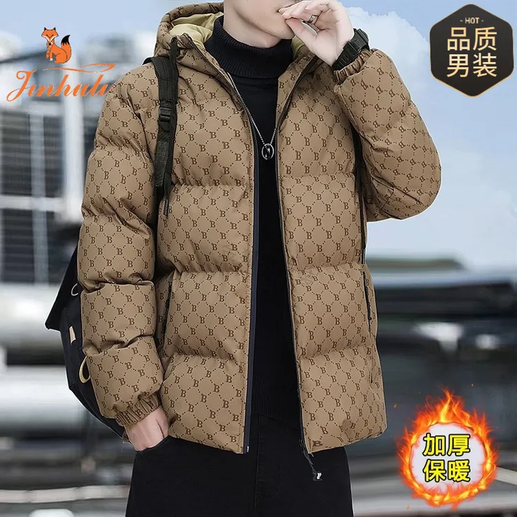 金狐狸正品外套2024冬季新款连帽棉服男休闲加厚保暖百搭棉衣外套
