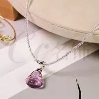 小众轻奢紫色尖晶石项链配紫水晶小佛公精致大肚佛锁骨链多样2100