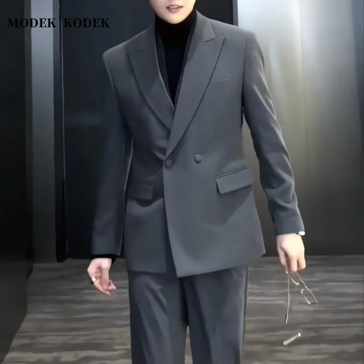 MODEK KODEK高端英伦风西服套装男士春秋商务修身西装外套直筒裤