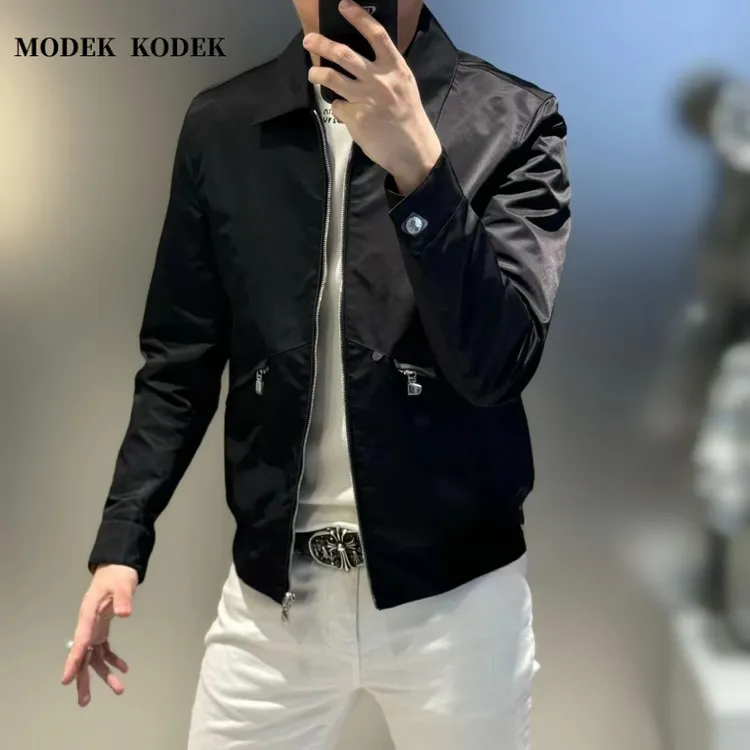 MODEK KODEK轻奢潮牌长袖休闲夹克男士春秋潮流百搭修身翻领外套