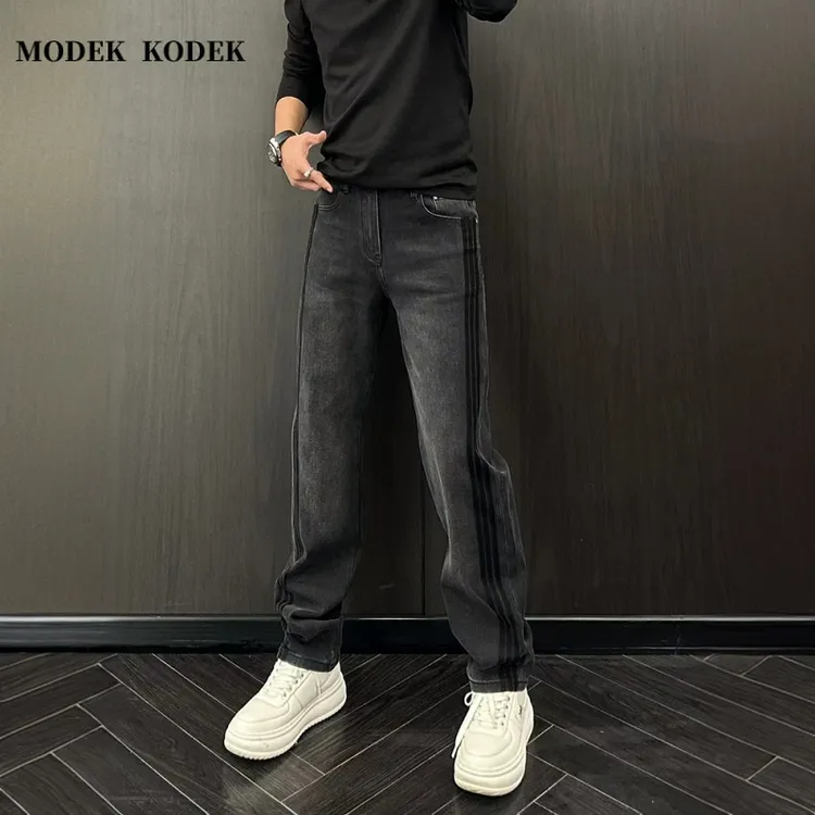 MODEK KODEK轻奢高档直筒宽松潮流牛仔裤男士春秋季新款水洗长裤