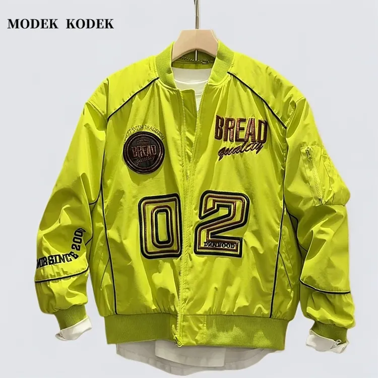 MODEK KODEK时尚潮牌刺绣薄棉夹克男士秋冬潮流宽松百搭休闲外套