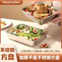  带盖（拍一发三）不锈钢加厚多用盘方盘凉菜盘25*20*5.5
