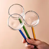 彩色长柄玻璃勺高硼耐高温创意玻璃甜品勺子