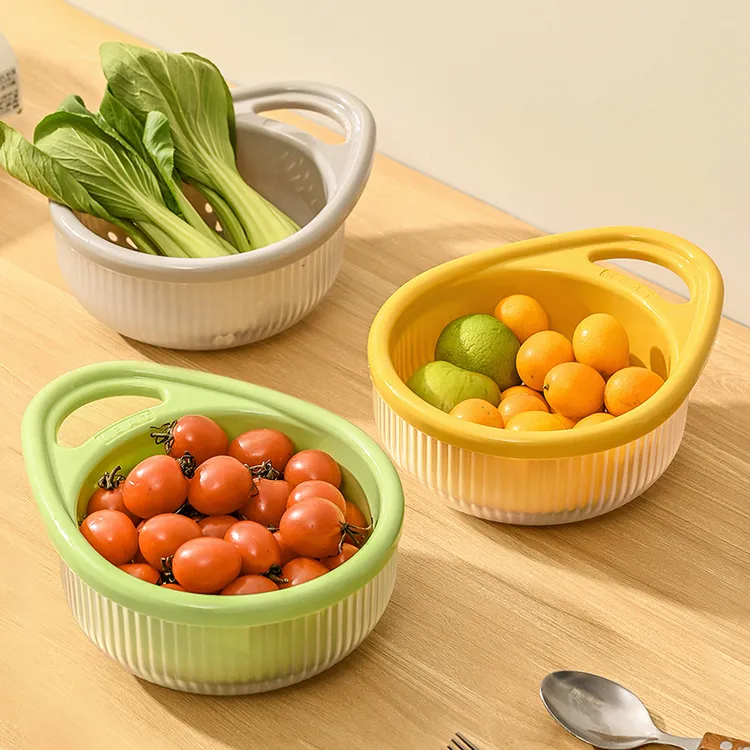 双层提手沥水篮厨房家用创意水果蔬菜沥水菜篮子果蔬洗菜盆