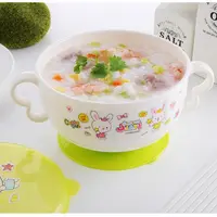 儿童餐具塑料碗宝宝辅食碗防滑餐碗防摔防打翻双耳带盖吃饭碗