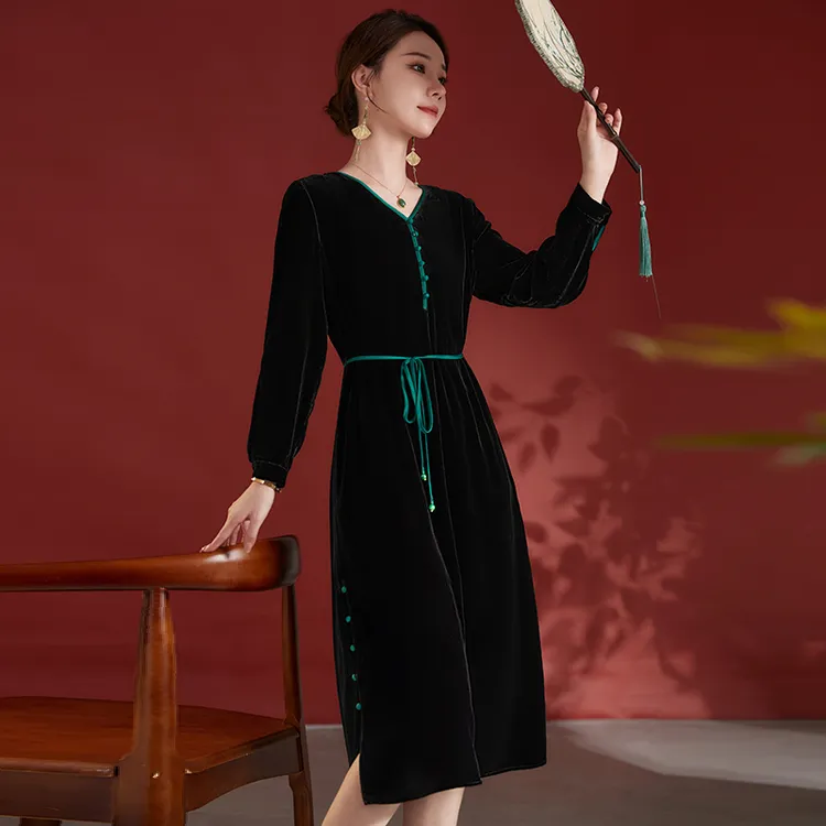 水墨佳人桑蚕丝真丝气质女装连衣裙82497998