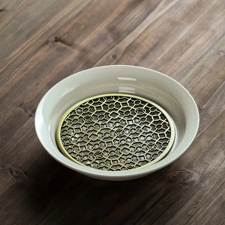 日式草木灰壶承盘干泡台双层储水式盖碗茶壶垫古朴侘寂风茶承壶托