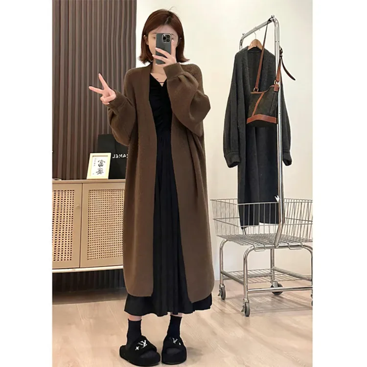 中长款毛衣外套女春秋2025新款爆款慵懒风软糯针织开衫外搭高级感