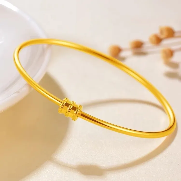 铜合金手镯 气质金色小蛮腰手镯女款轻奢风实心素圈光面镯子手环