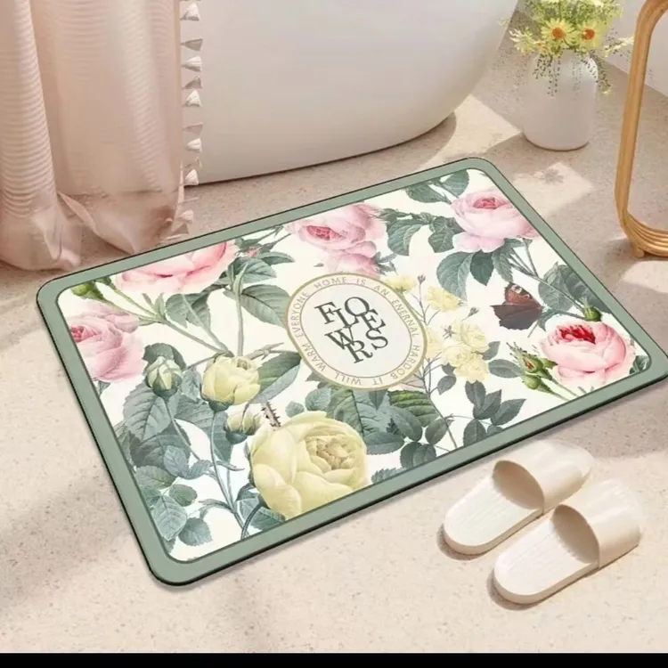 浴室防滑垫防摔地垫高端卫生间速干地垫洗澡间门口吸水硅藻泥脚垫