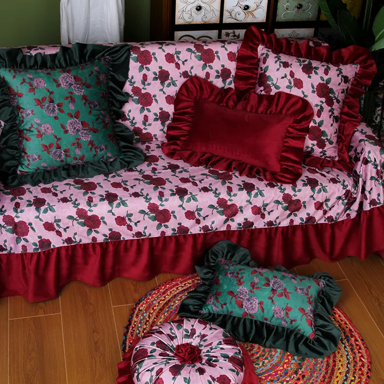 美式抱枕靠垫客厅沙发轻奢靠背车载床头靠背法式玫瑰样板间造型枕