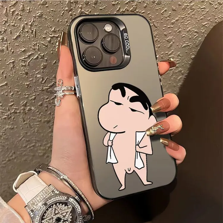 搓澡小新适用iPhone16/15手机壳13promax彩银苹果11/12个性XS/XR