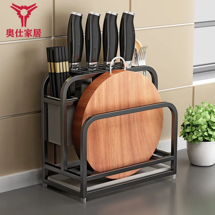 置物架不锈钢刀架一体砧板菜板菜刀放置架台面刀具收纳专用刀架子