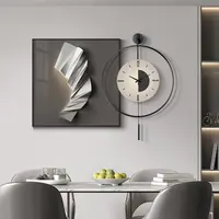 抽象餐桌钟表挂画大气简约客厅壁画墙时钟现代轻奢餐厅装饰画