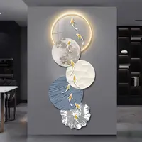 玄关九鱼图装饰画轻奢客厅走廊过道挂画入户正对门墙面带壁画