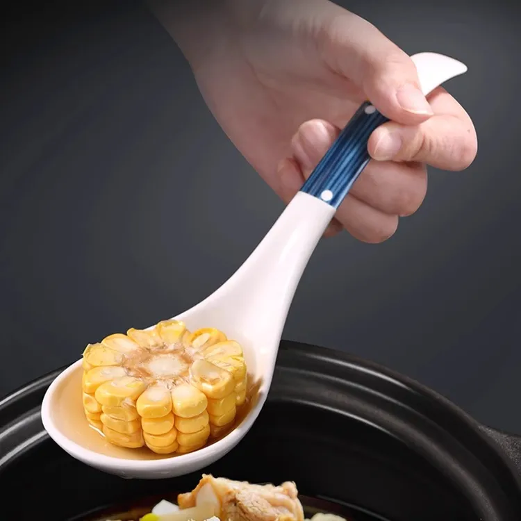 日式陶瓷大勺子长柄家用汤勺大号盛汤勺舀粥调羹汤匙餐具吃拉面勺