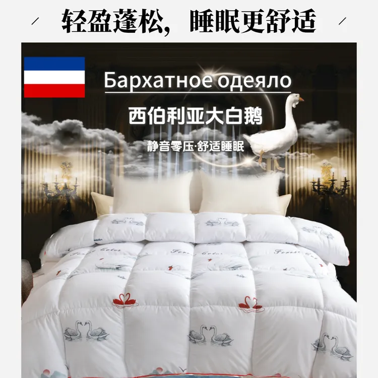 试睡30天-西伯利亚甄选大白鹅零压静音抗菌蛋白羽丝绒被XE2