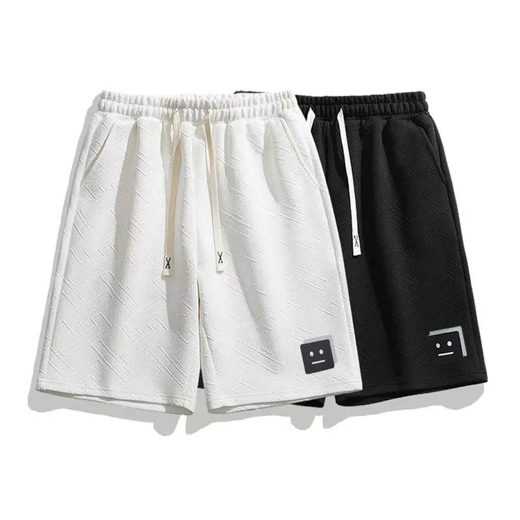 夏季新款青少年运动短裤弹力宽松百搭休闲裤男松紧带印花五分裤潮