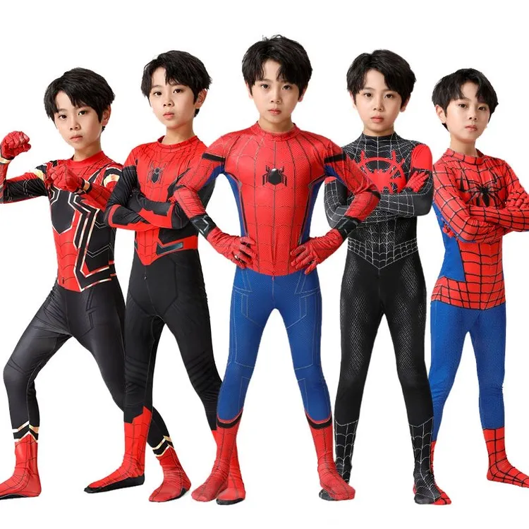 蜘蛛侠衣服连体衣超凡男童套装表演万圣节COS蜘蛛侠紧身衣