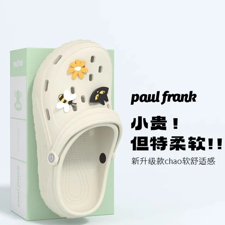 大嘴猴女2025新款夏季防滑舒适运动户外踩屎感厚底柔软洞洞鞋男士