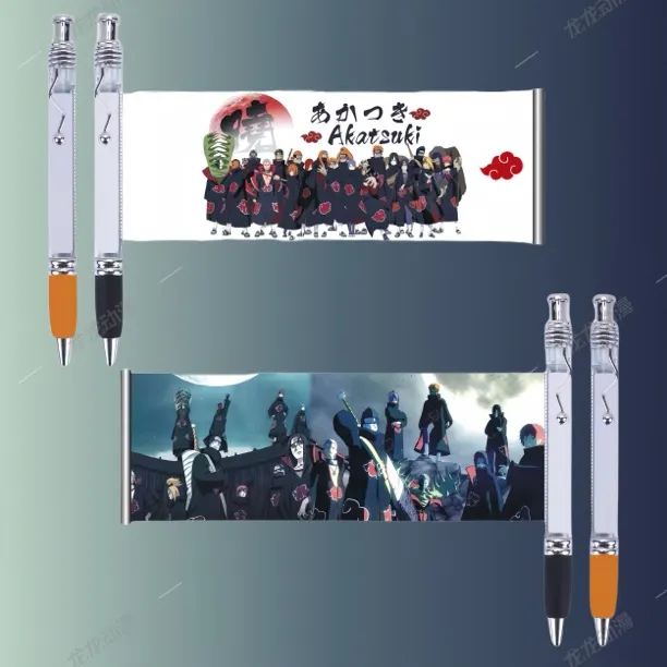 火影忍者动漫拉画笔拉拉笔黑色按动款圆珠笔晓组织图案学生用笔