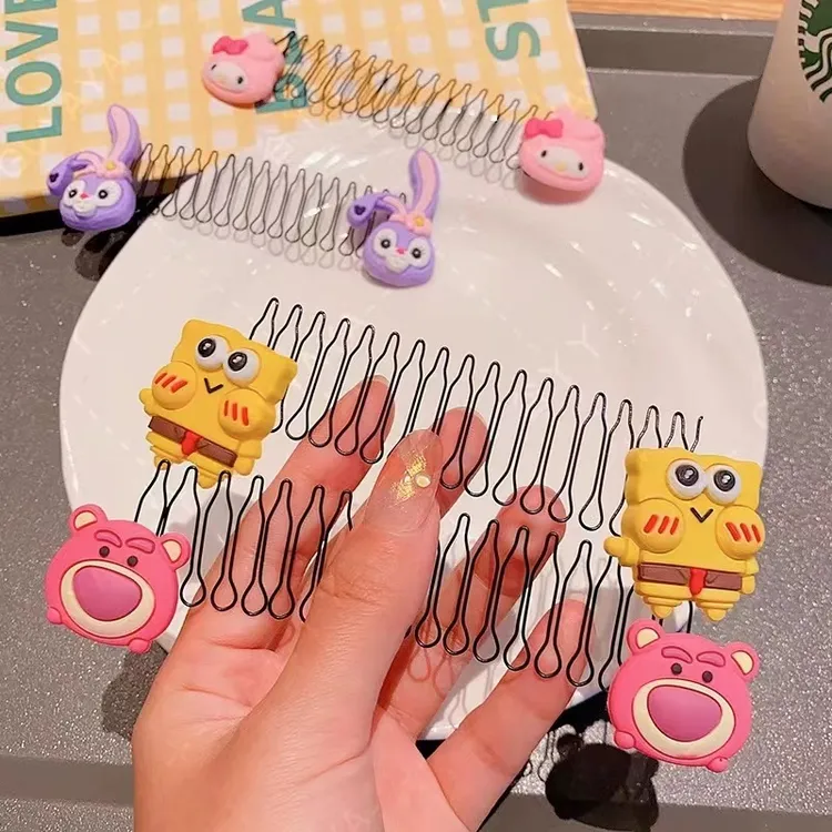 非金属树脂发饰 卡通碎发神器后脑勺隐形倒插梳整理刘海碎发夹