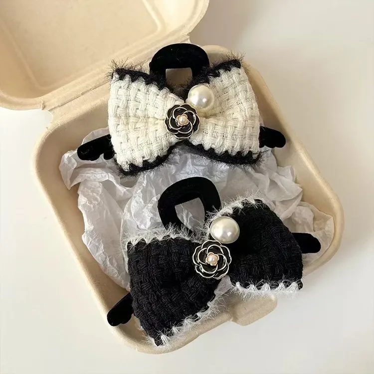 小仙女蝴蝶结发夹秋冬小香风轻奢百搭双面优雅法式后脑勺盘发抓夹