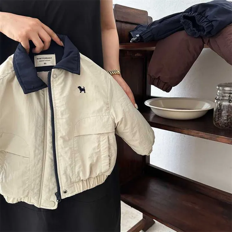 韩版儿童棉服25冬男女童新款夹棉外套宝宝卡通小狗棒球服翻领夹克