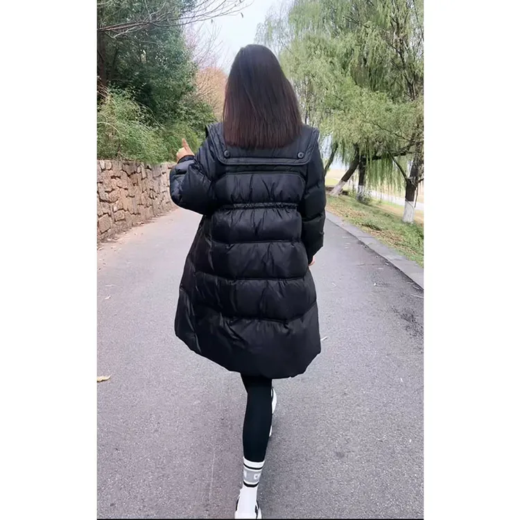 【菲酷莎莎】E海军领双领长款外套显瘦百搭黑色女气质81879-24