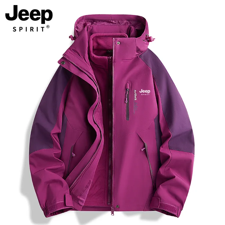 JEEP冲锋衣男女款2025新款三合一中老年户外防风防水加厚妈妈外套