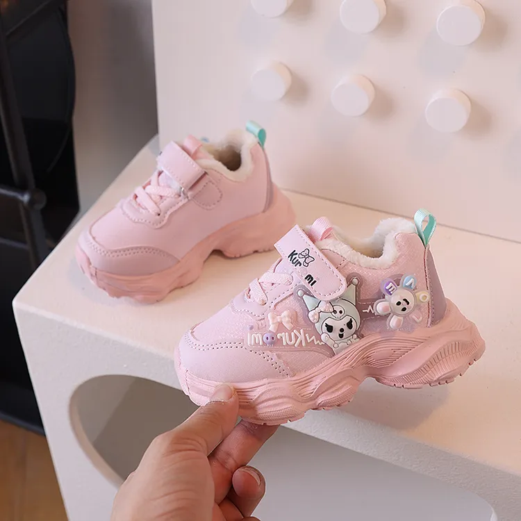 中小童宝宝机能鞋1-3-6女童冬款儿童棉鞋加绒二棉冬季皮面保暖软