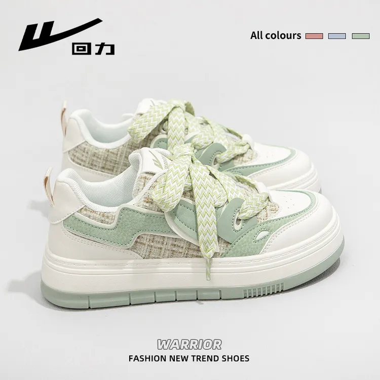 回力女鞋抹茶绿小白鞋2025新款秋季超火透气小众鞋子厚底休闲板鞋
