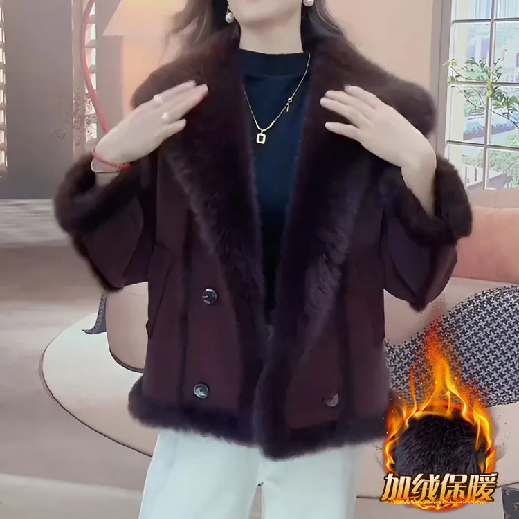 高级感毛毛外套2025秋冬季新款时尚加厚加秋季薄外套貂绒皮毛一体