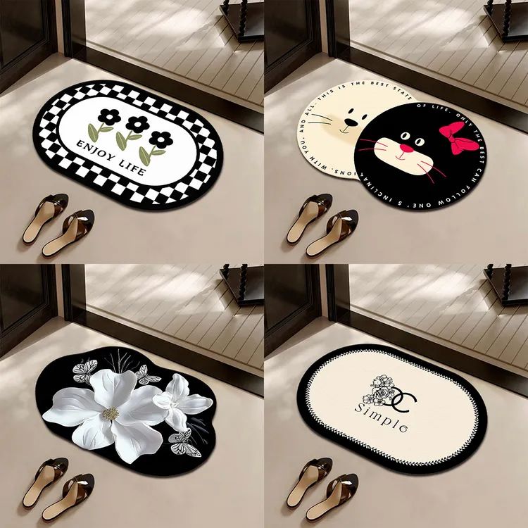 【小可的窝】简约家用浴室门垫软硅藻泥卫生间防滑吸水地垫