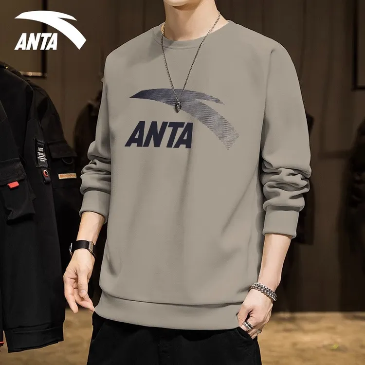安踏卫衣男圆领打底套头衫秋季新款休闲运动服装长袖男952538717