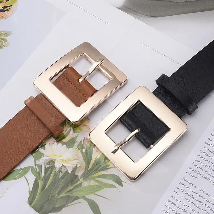 新款合金大方扣简约纯色装饰牛仔裤皮带女高级感百搭牛仔裤腰带女