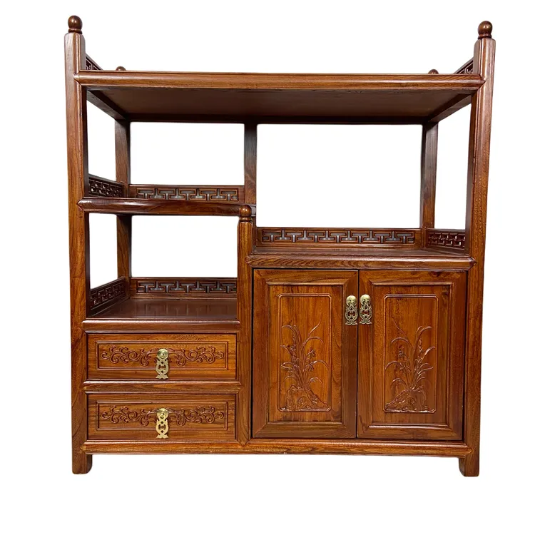 茶柜储物柜新中式柜子茶水柜餐边柜客厅玄关家用古典收纳柜雕花
