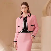 【蜜思仝】哥文花园秋季羊毛呢外套女粉色短款CTC3042038