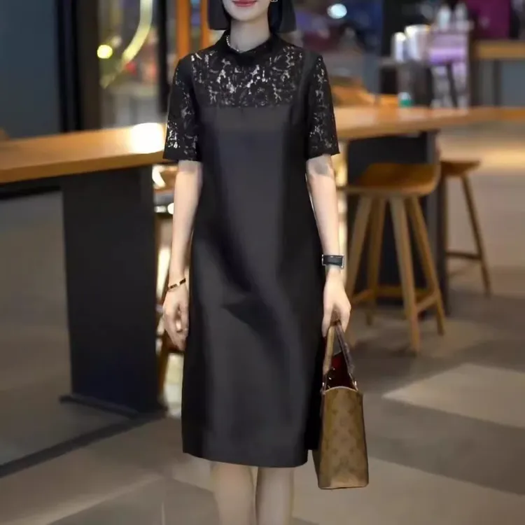 夏季新款时尚名媛高端精致拼接假两件连衣裙