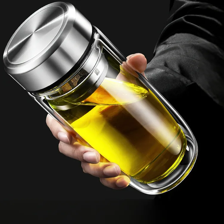 茶杯玻璃男士过滤双层鹅蛋杯茶水杯防摔隔热杯加厚车载高档大容量